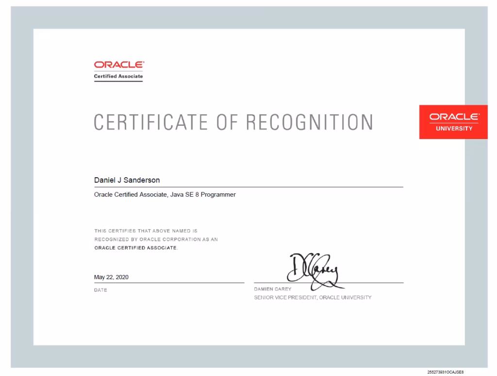 Oracle Certified Associate, Java SE
